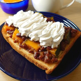【簡単リメイク】禁断のクリーム小豆かぼちゃトースト